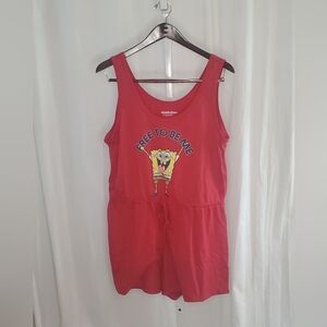 Nickelodeon SpongeBob SquarePants Red Romper Juniors XXL Size 19 Graphic Print